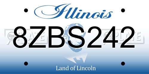 8ZBS242 Illinois License Plate