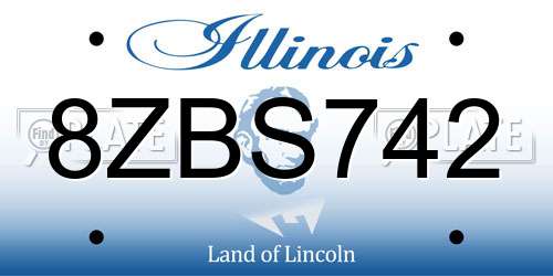 8ZBS742 Illinois License Plate