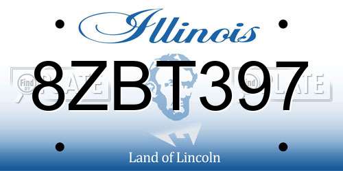 8ZBT397 Illinois License Plate