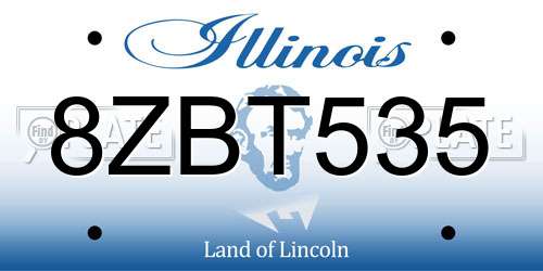 8ZBT535 Illinois License Plate