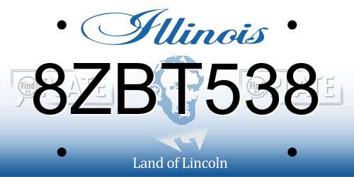 8ZBT538 Illinois License Plate