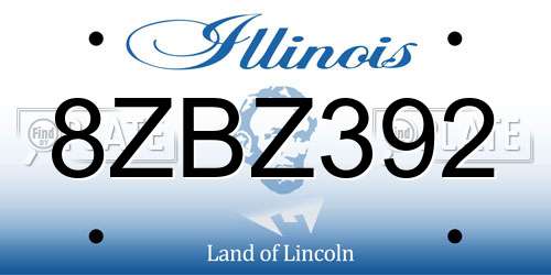 8ZBZ392 Illinois License Plate