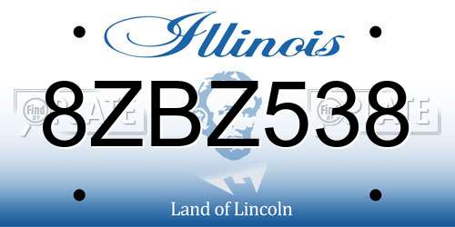 8ZBZ538 Illinois License Plate