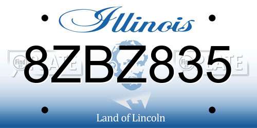 8ZBZ835 Illinois License Plate