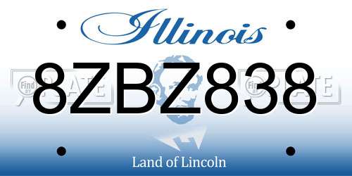 8ZBZ838 Illinois License Plate