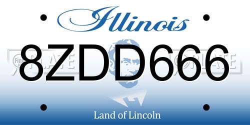 8ZDD666 Illinois License Plate