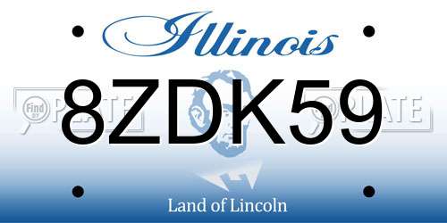 8ZDK59 Illinois License Plate