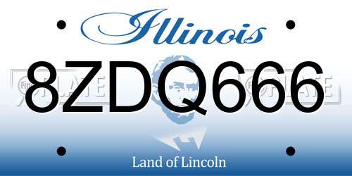 8ZDQ666 Illinois License Plate