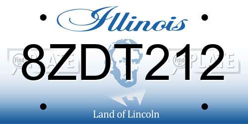 8ZDT212 Illinois License Plate