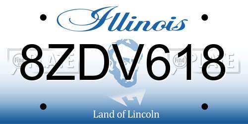 8ZDV618 Illinois License Plate