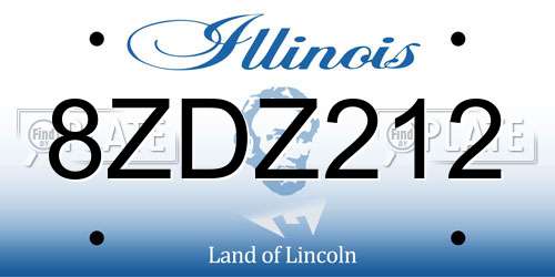 8ZDZ212 Illinois License Plate