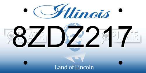 8ZDZ217 Illinois License Plate