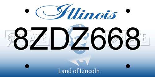 8ZDZ668 Illinois License Plate