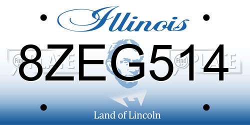 8ZEG514 Illinois License Plate