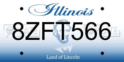 8ZFT566 Illinois License Plate