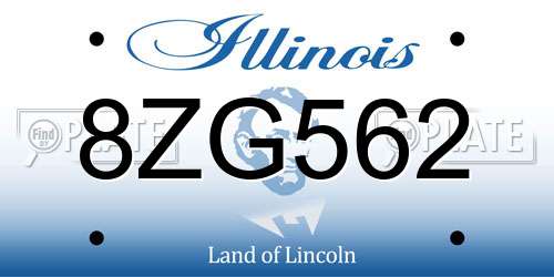 8ZG562 Illinois License Plate