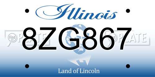 8ZG867 Illinois License Plate