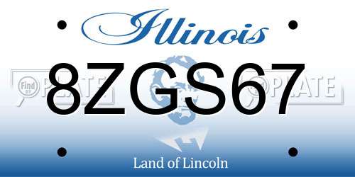 8ZGS67 Illinois License Plate