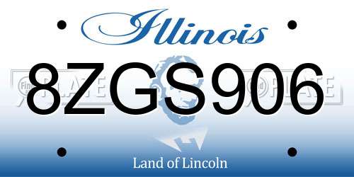 8ZGS906 Illinois License Plate
