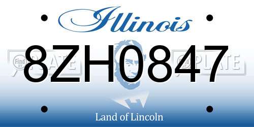 8ZH0847 Illinois License Plate