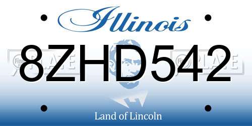 8ZHD542 Illinois License Plate