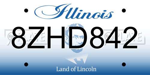 8ZHD842 Illinois License Plate