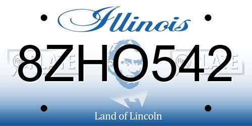 8ZHO542 Illinois License Plate