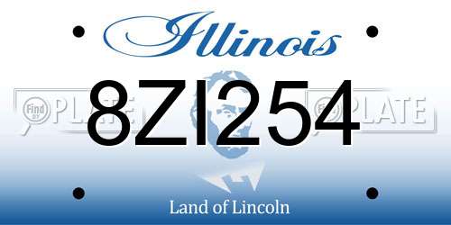 8ZI254 Illinois License Plate