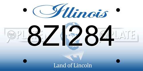 8ZI284 Illinois License Plate