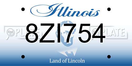 8ZI754 Illinois License Plate