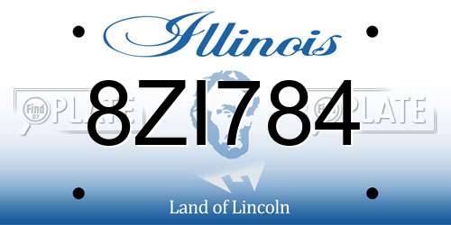 8ZI784 Illinois License Plate