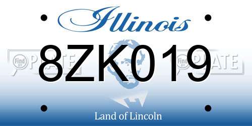 8ZK019 Illinois License Plate