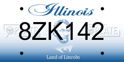8ZK142 Illinois License Plate