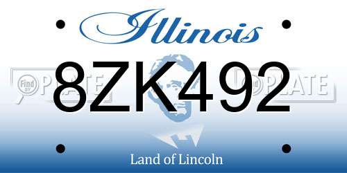 8ZK492 Illinois License Plate