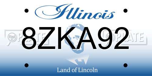 8ZKA92 Illinois License Plate