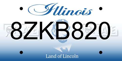 8ZKB820 Illinois License Plate