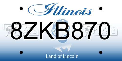 8ZKB870 Illinois License Plate