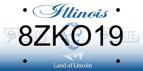 8ZKO19 Illinois License Plate