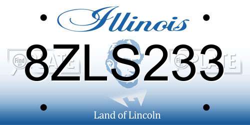 8ZLS233 Illinois License Plate