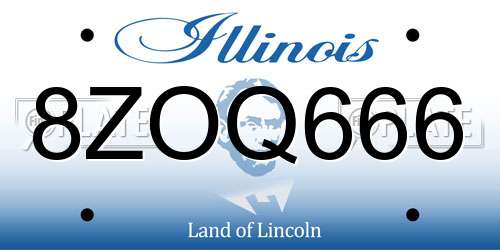 8ZOQ666 Illinois License Plate