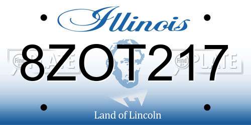 8ZOT217 Illinois License Plate