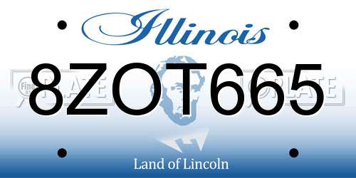 8ZOT665 Illinois License Plate
