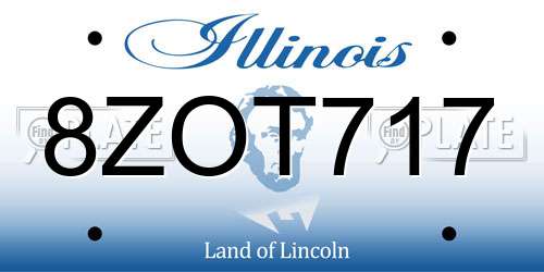 8ZOT717 Illinois License Plate