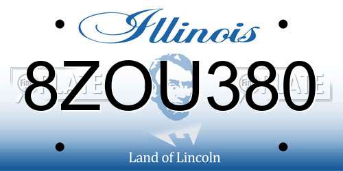 8ZOU380 Illinois License Plate