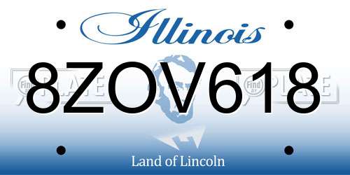 8ZOV618 Illinois License Plate