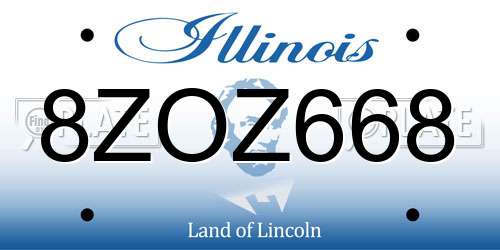 8ZOZ668 Illinois License Plate