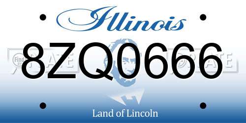 8ZQ0666 Illinois License Plate