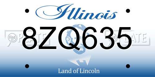 8ZQ635 Illinois License Plate