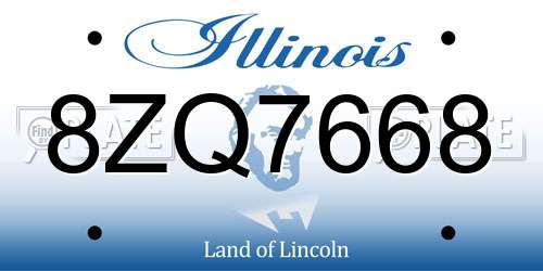 8ZQ7668 Illinois License Plate