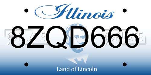 8ZQD666 Illinois License Plate
